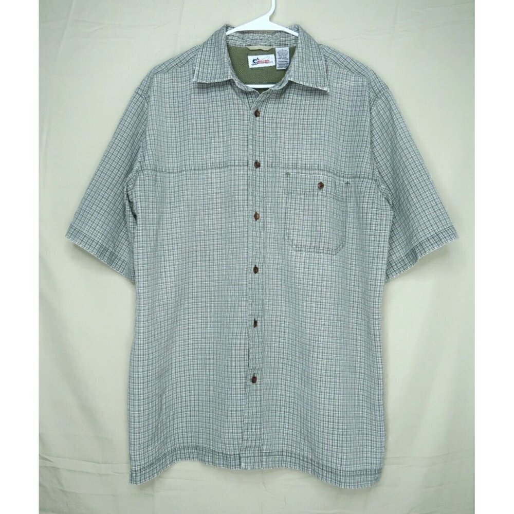 World Wide Sportsman Fishing Shirt Plaid Button Down Outdoors Vented Men's Large